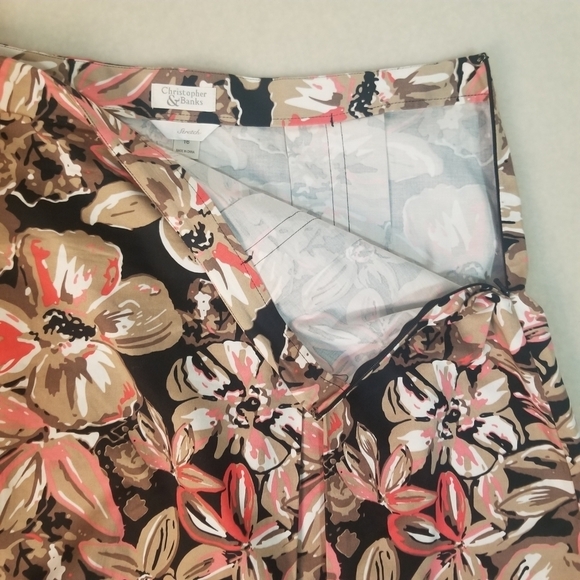 Christopher&Banks Pleated Floral Knee Length Skirt - Picture 3 of 11